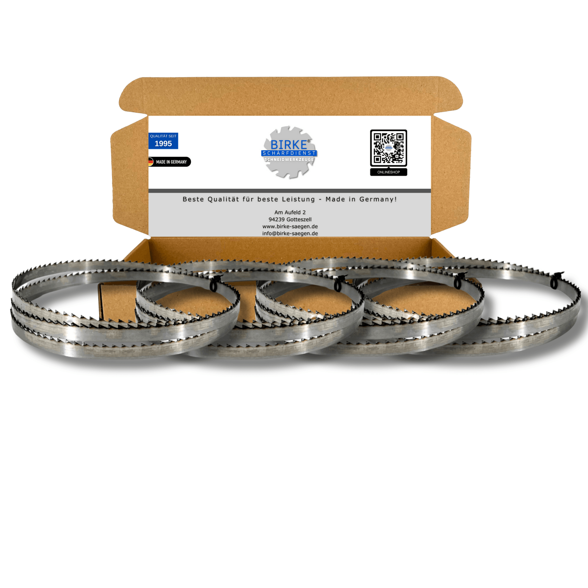 4er SET Birke® UDDEHOLM & GEHÄRTET Bandsägeblätter 1400-1790mm Länge 6-15mm Breite - Birke® Schneidwerkzeuge