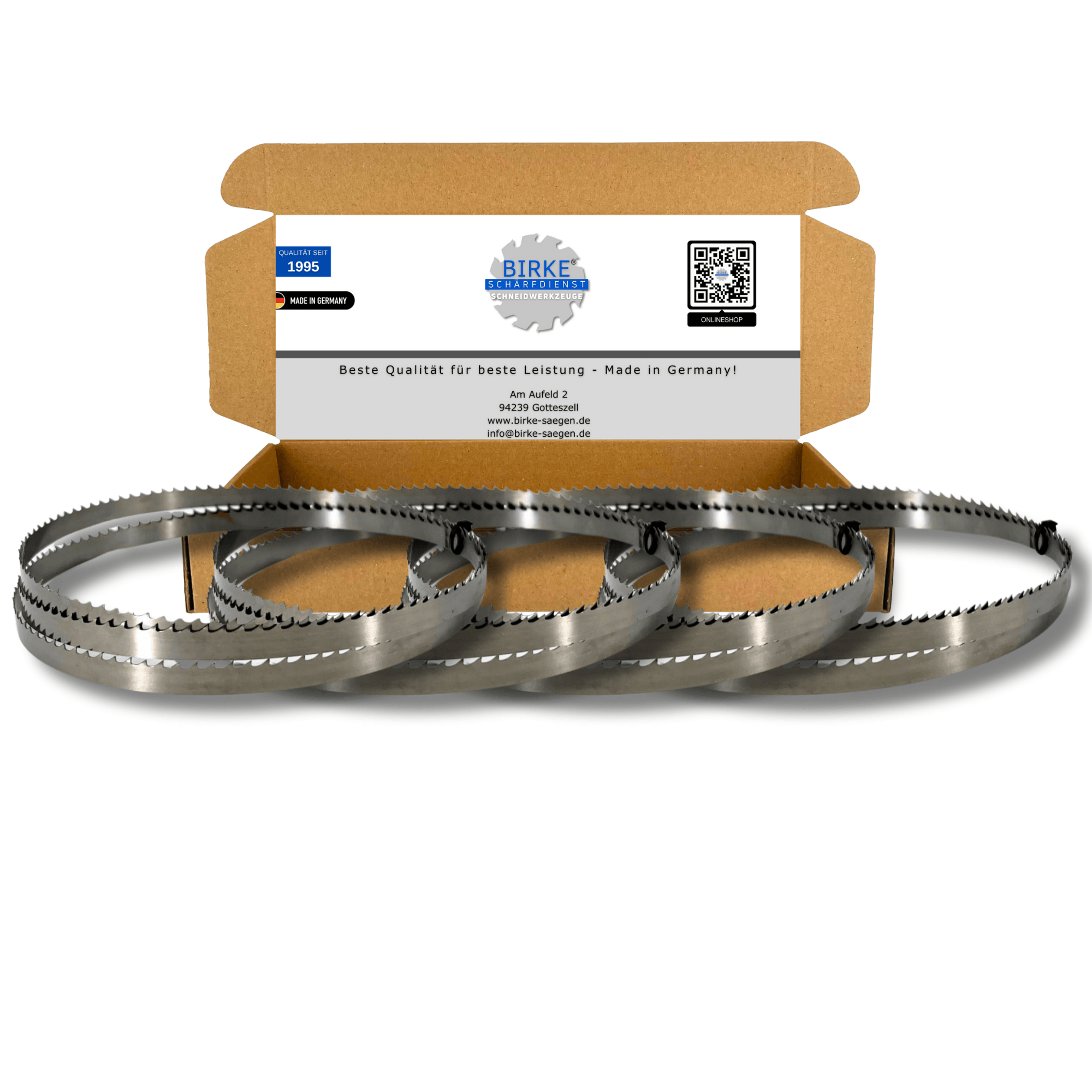 4er SET Birke® UDDEHOLM & GEHÄRTET Bandsägeblätter 1400-1790mm Länge 6-15mm Breite - Birke® Schneidwerkzeuge