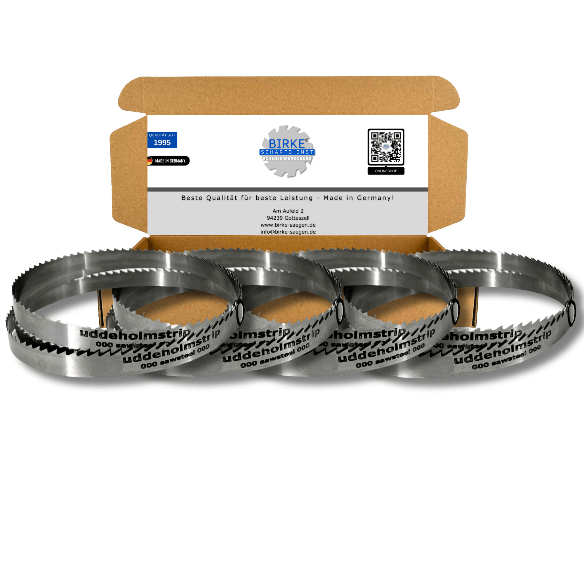 4er SET Birke® UDDEHOLM & GEHÄRTET Bandsägeblätter 1400-1790mm Länge 6-15mm Breite - Birke® Schneidwerkzeuge