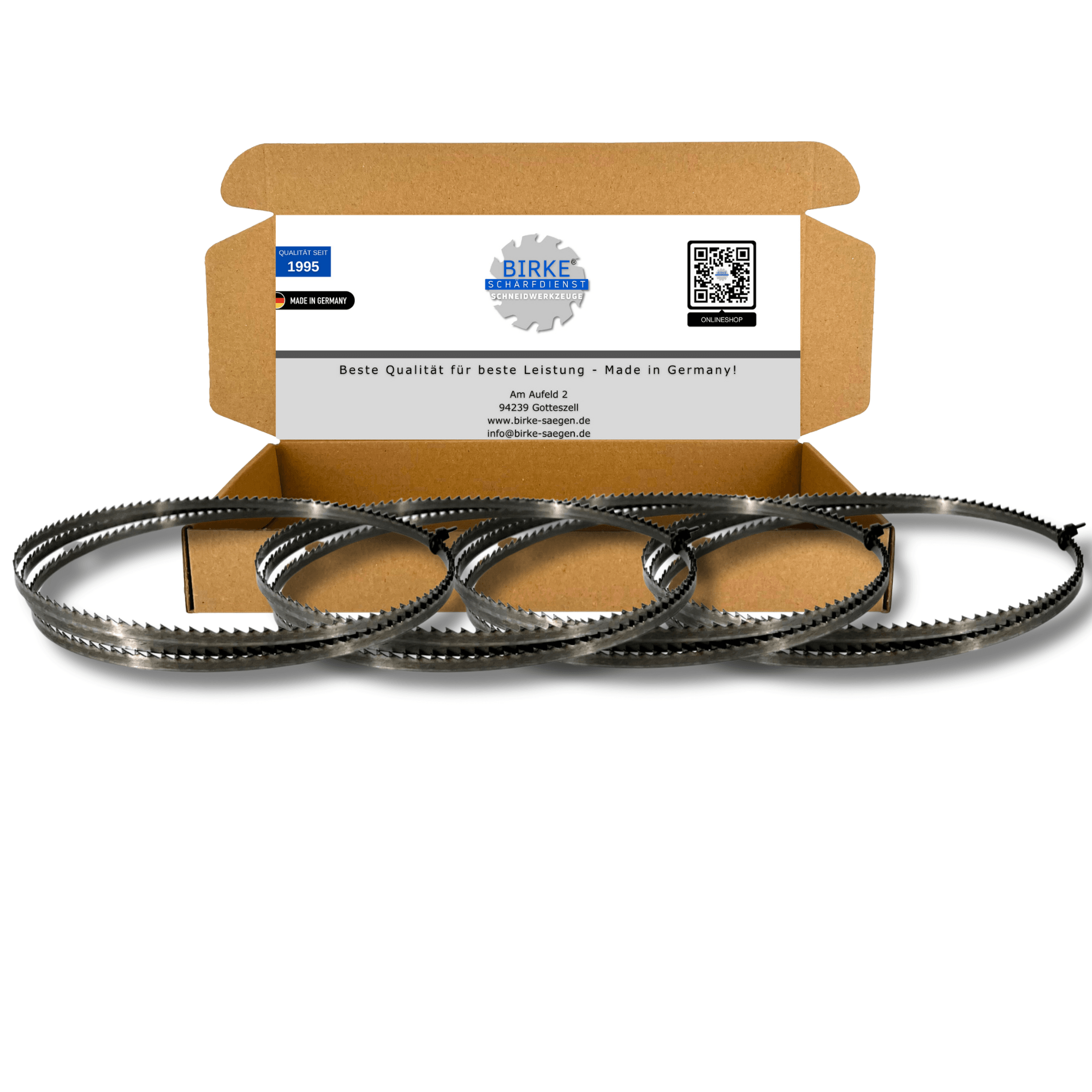 4er SET Birke® UDDEHOLM & GEHÄRTET Bandsägeblätter 1400-1790mm Länge 6-15mm Breite - Birke® Schneidwerkzeuge