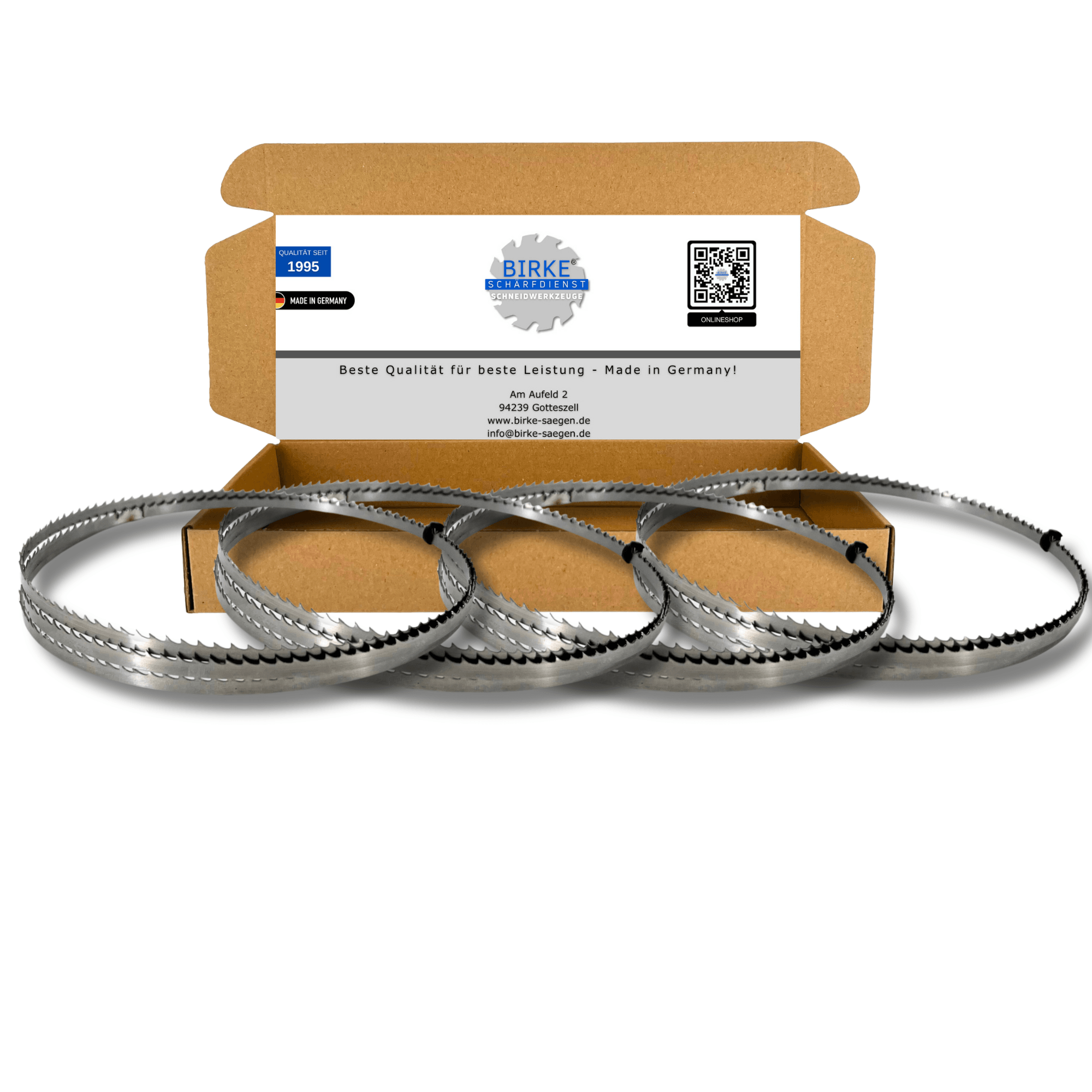 4er SET Birke® UDDEHOLM & GEHÄRTET Bandsägeblätter 1400-1790mm Länge 6-15mm Breite - Birke® Schneidwerkzeuge