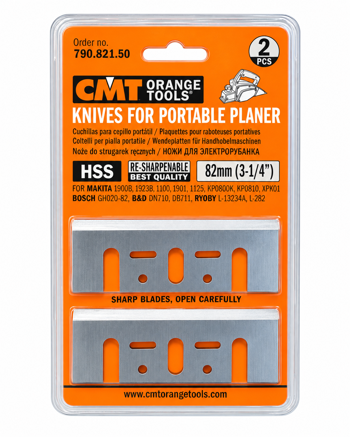 CMT HSS Hobelmesser 82mm – 2 Stück für Makita, Bosch, Black & Decker & Ryobi | 790.821.50